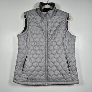 Free Country Gray Reversible Fleece Quilted Puffler Zip Front Vest Size Large